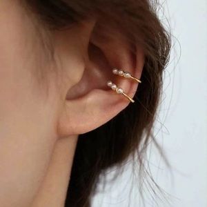 Pearl Decor Ear Cuff 2pcs